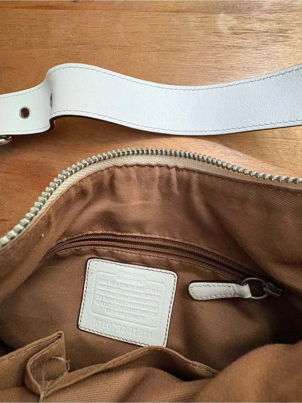 Coach Tan Signature Canvas Hobo with Chalk Trim